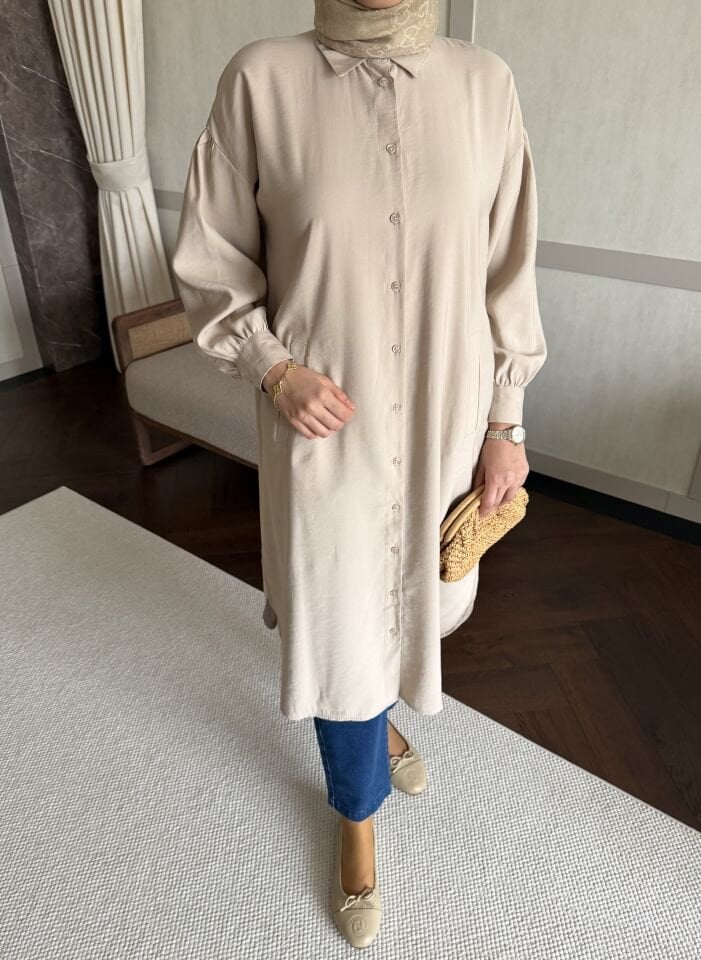 Tensel Modal Gömlek (Bej)