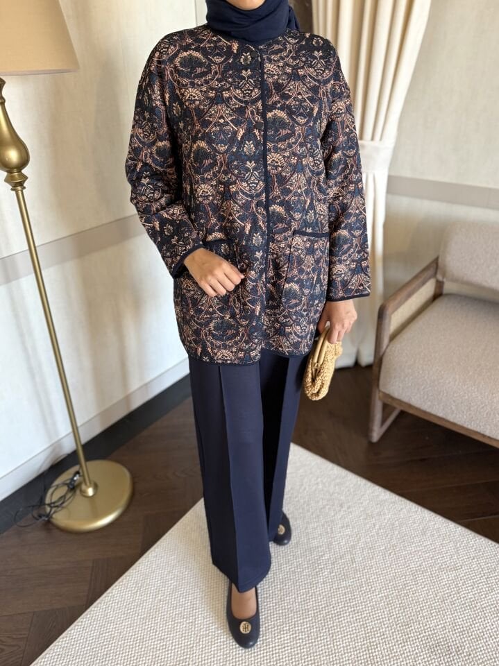 Etnik Desenli Ceket (Lacivert Tonlar)