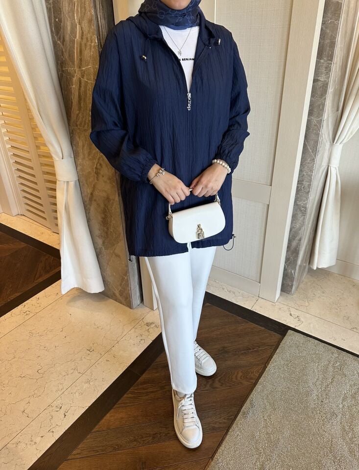 Yazlık Kapüşonlu Kap (Lacivert)