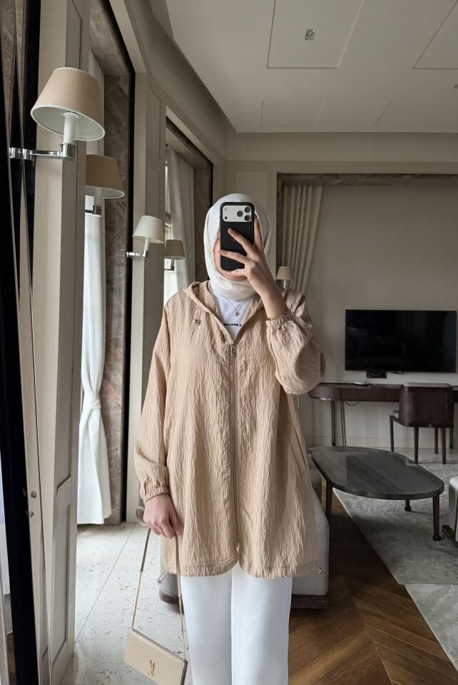 Yazlık Kapüşonlu Kap (Bej)