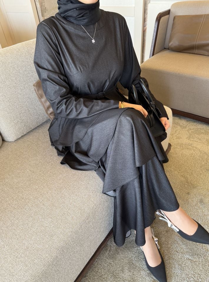 Leila Fırfırlı Elbise