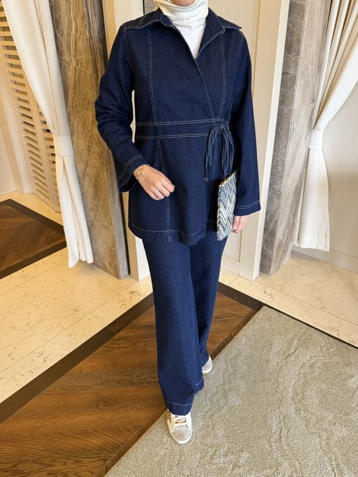 Bağlamalı Kot Takım (Lacivert)