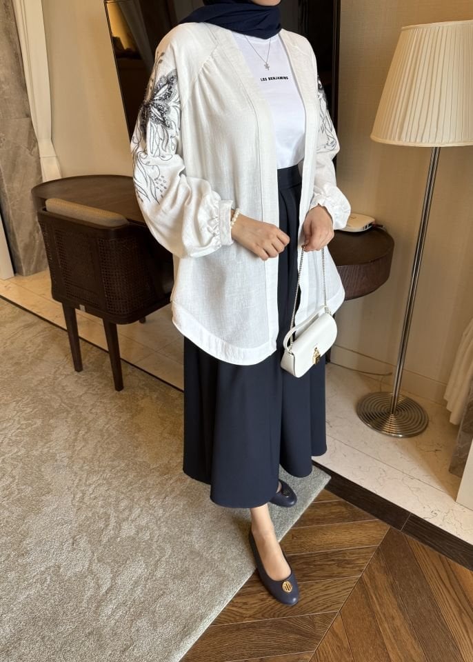 İnce Gabardin Etek (Lacivert)