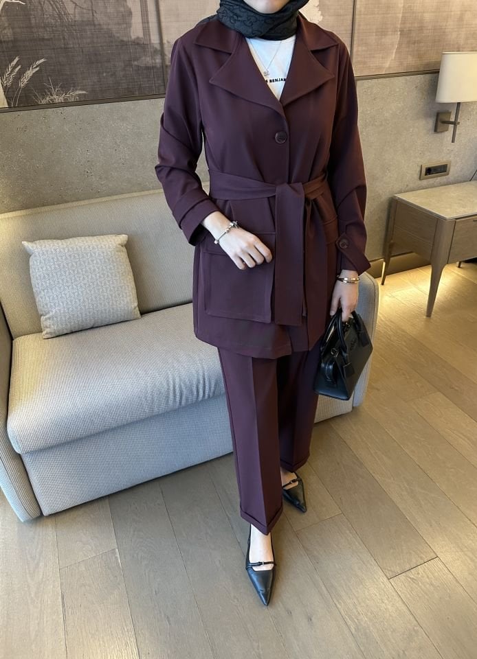Miora İnce Gabardin Takım (Bordo)