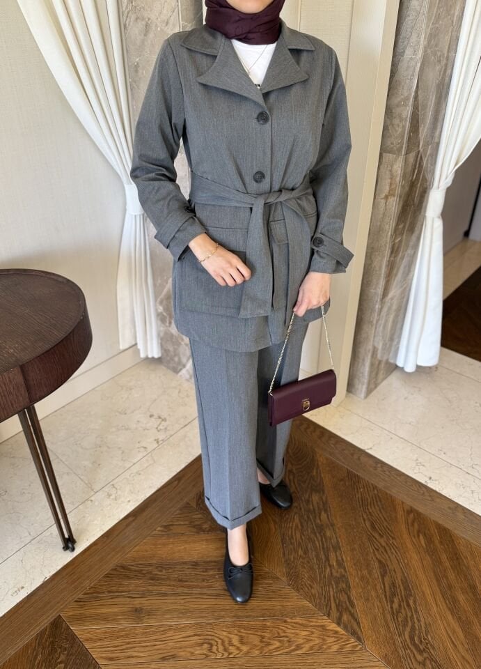Miora İnce Gabardin Takım (Gri)