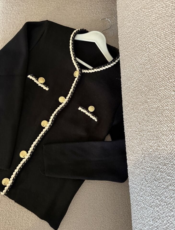 Örgü Detaylı Hırka (Siyah)