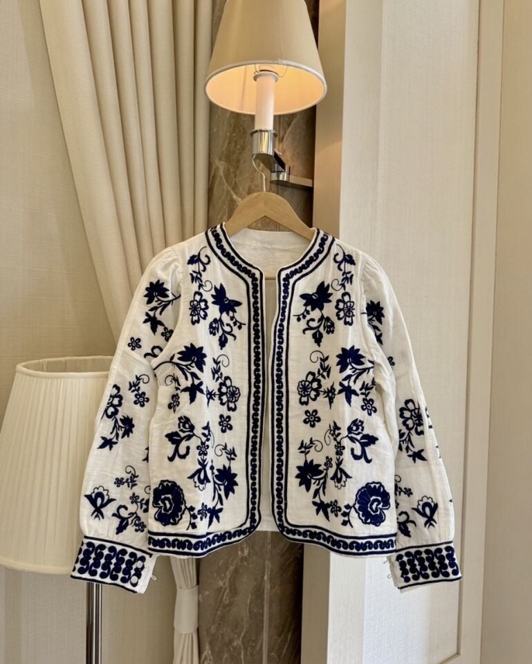 Nakışlı Müslin Ceket (Lacivert)