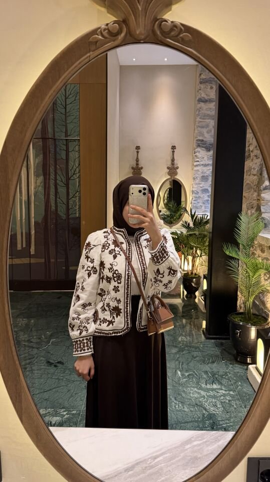 Nakışlı Müslin Ceket (Kahve Tonlar)