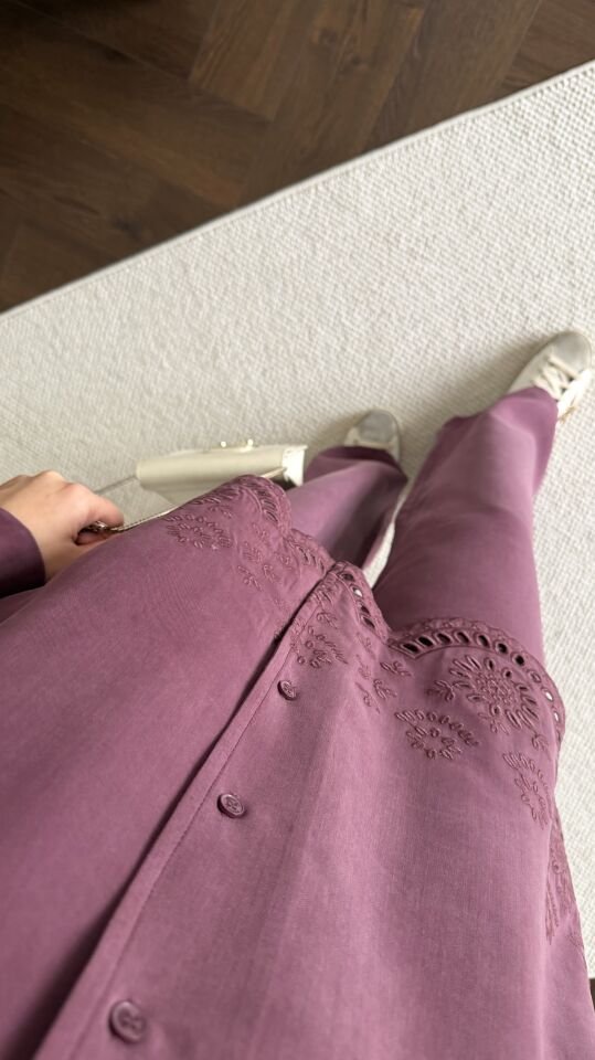 Etek Ucu Nakışlı Takım (Bordo)