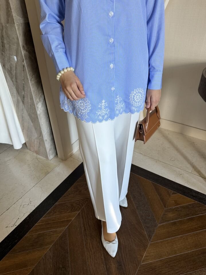 Linen Nakış Detaylı Gömlek