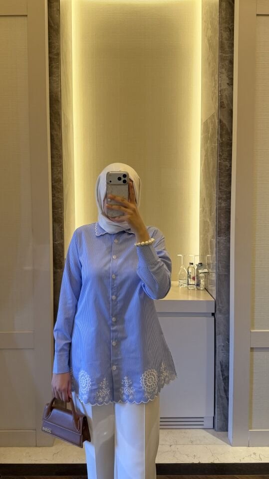 Linen Nakış Detaylı Gömlek