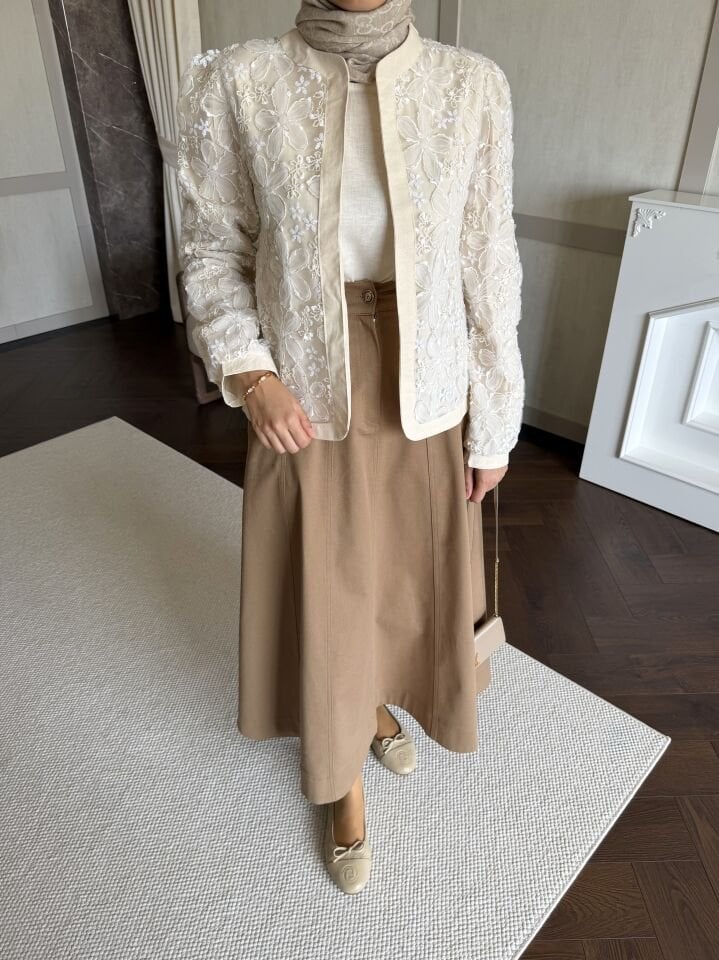 Rose Dantelli Keten Ceket