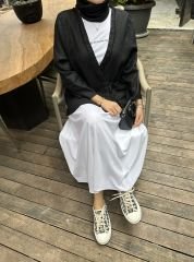 Bağlamalı Keten Kimono (Siyah)