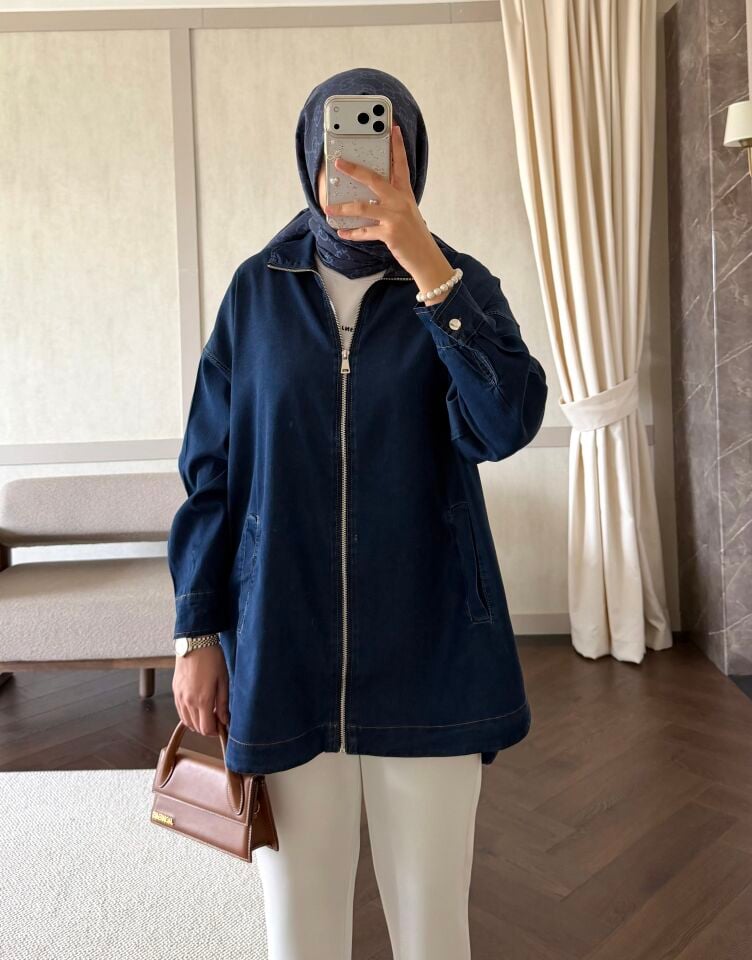 Tensel Denim Kap (Koyu Mavi)