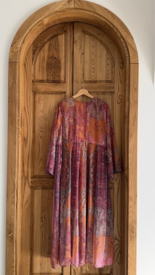 Amber Şifon Elbise (Koyu Pembe Tonlar)