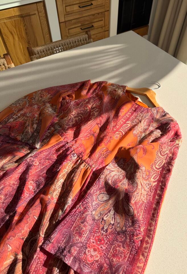 Amber Şifon Elbise (Koyu Pembe Tonlar)
