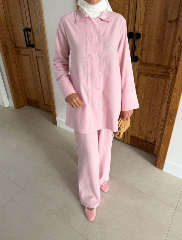 Luna Keten Takım (Toz Pembe)