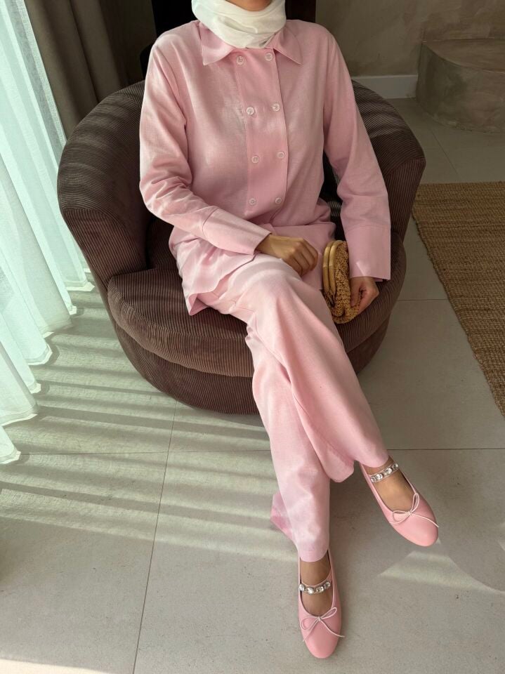 Luna Keten Takım (Toz Pembe)
