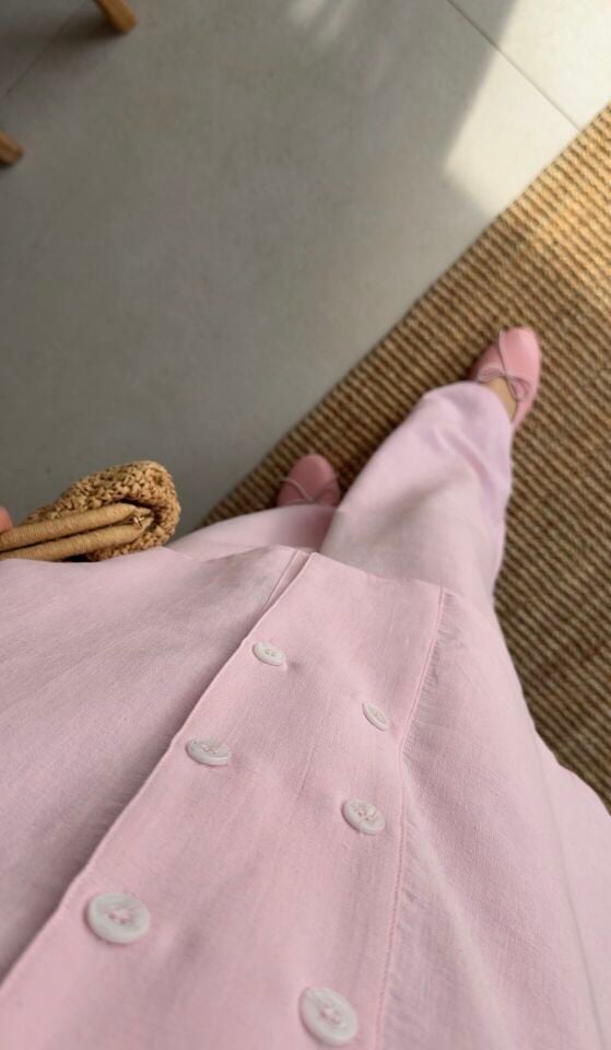 Luna Keten Takım (Toz Pembe)