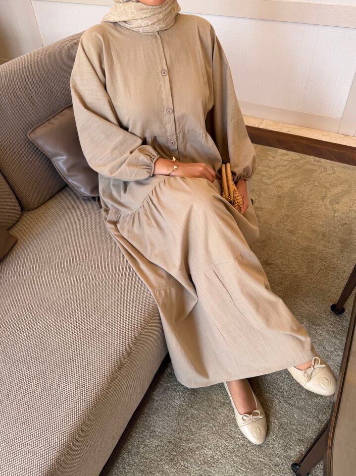 Lidya Elbise (Koyu Bej)