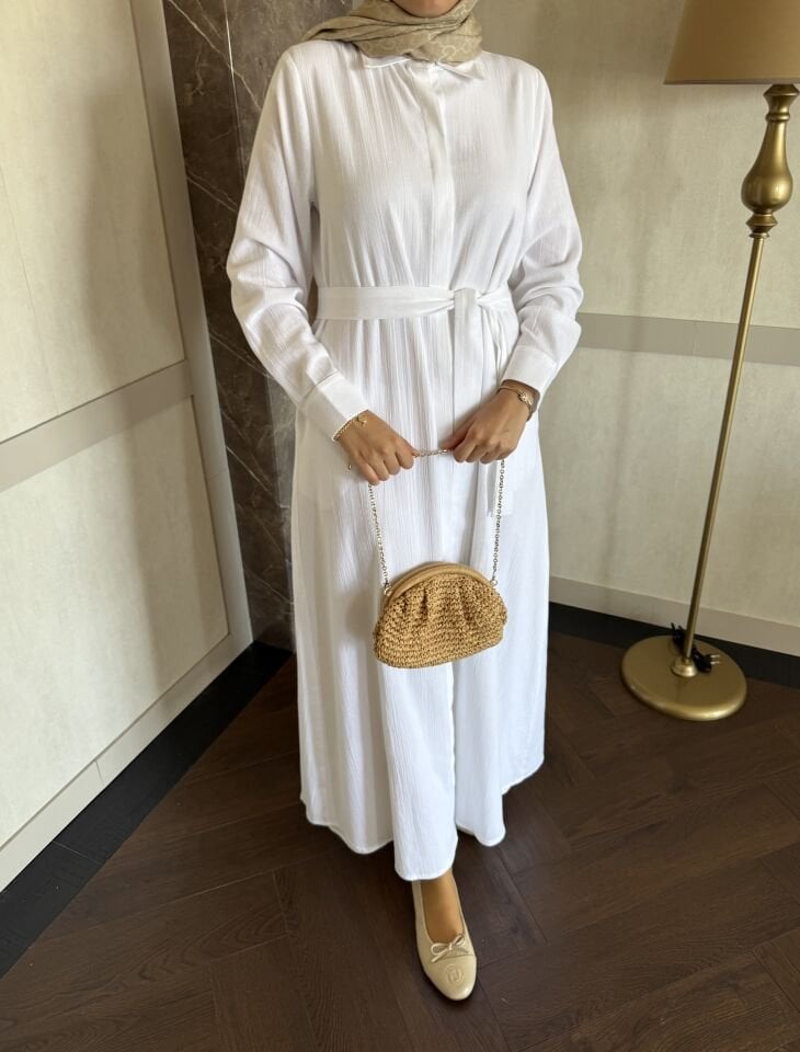 Şile Bezi Gömlek Elbise (Beyaz)