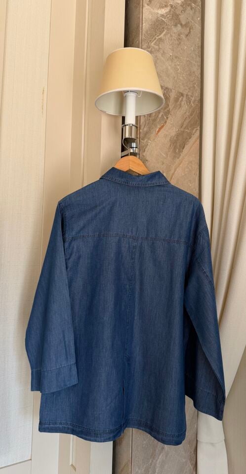 İnce Tensel Denim Takım (Mavi)
