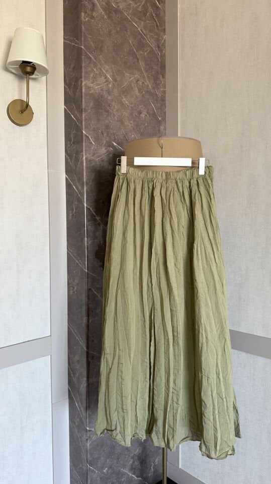 Asimetrik Crush Etek (Çağla Rengi)