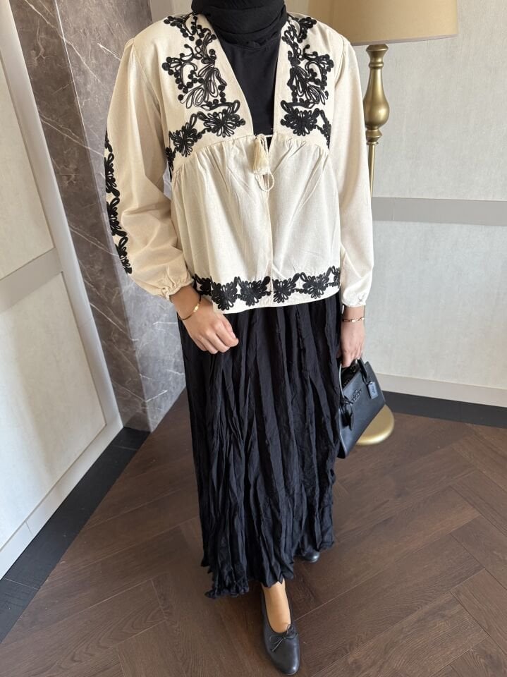 Asimetrik Crush Etek (Siyah)