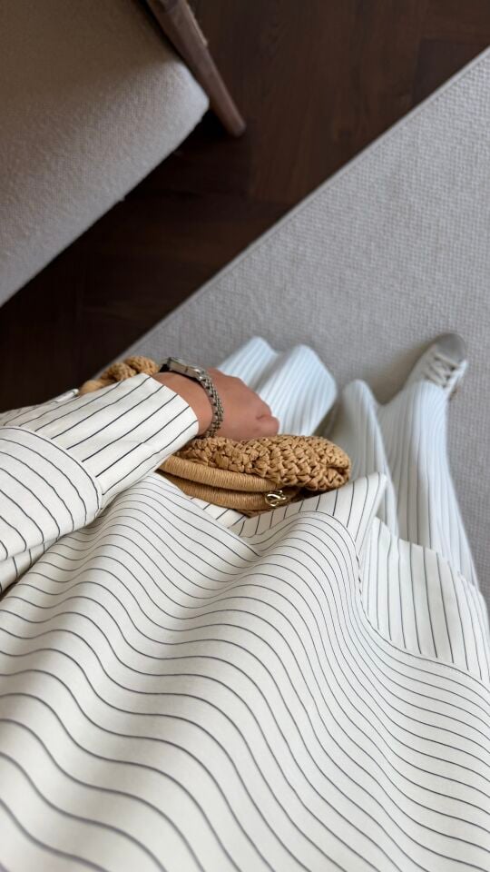 Relax Çizgili Modal Pantolon (Açık Renk)