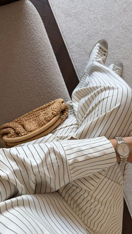 Relax Çizgili Modal Pantolon (Açık Renk)
