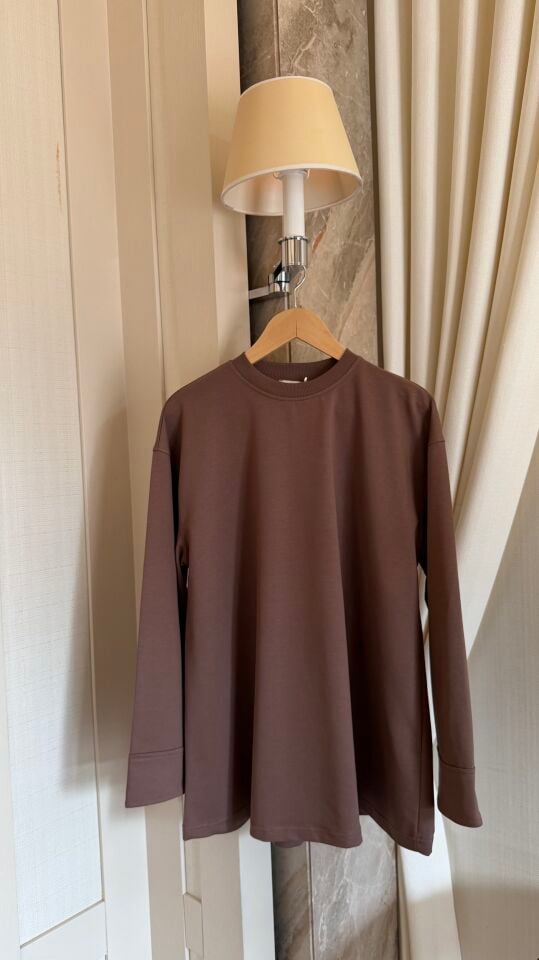 Dikiş Detaylı Basic Sweatshirt  (Toprak)