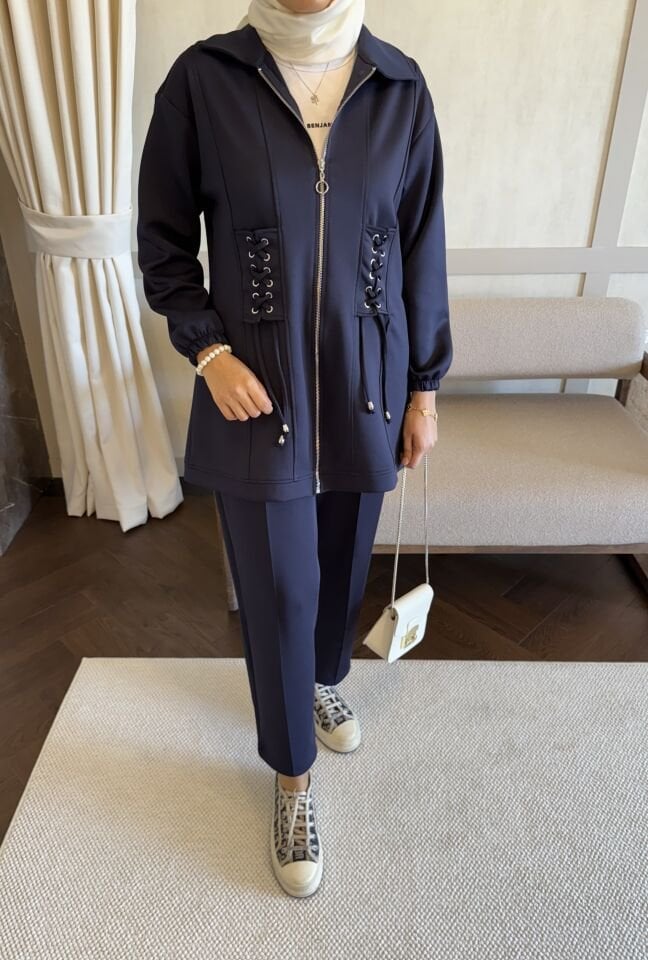 Marlin İp Detaylı Takım (Lacivert)