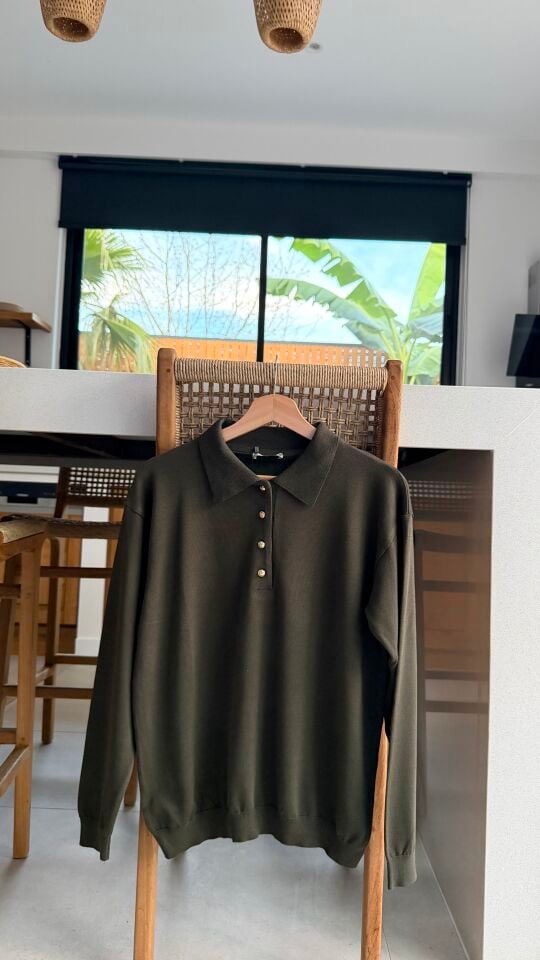 Polo Yaka Merserize Kazak (Haki)