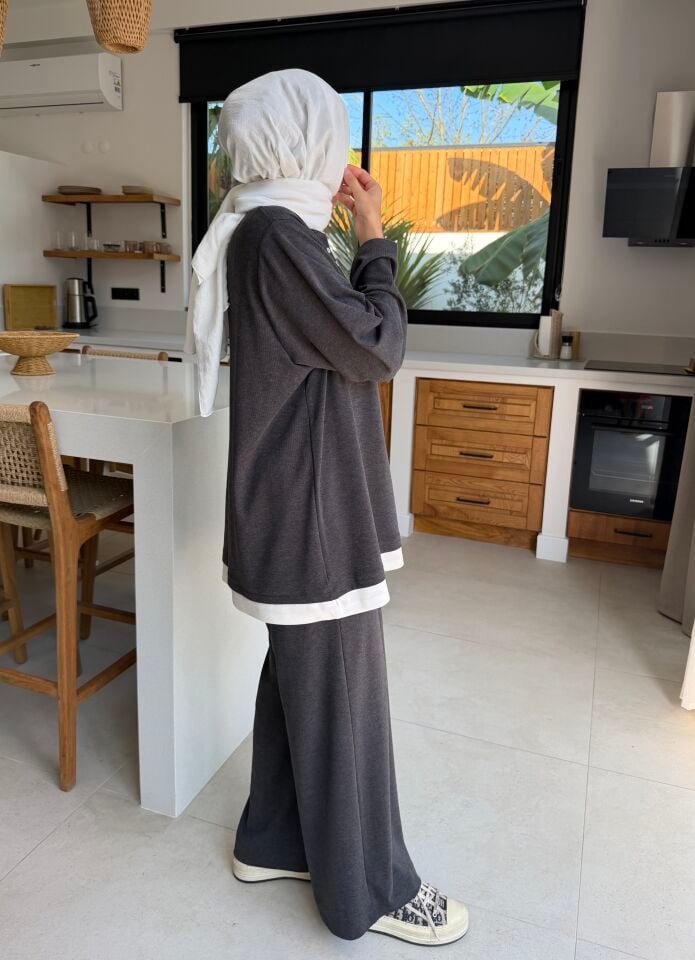 Düğme Detaylı Monaco Takım (Eskitme Siyah)