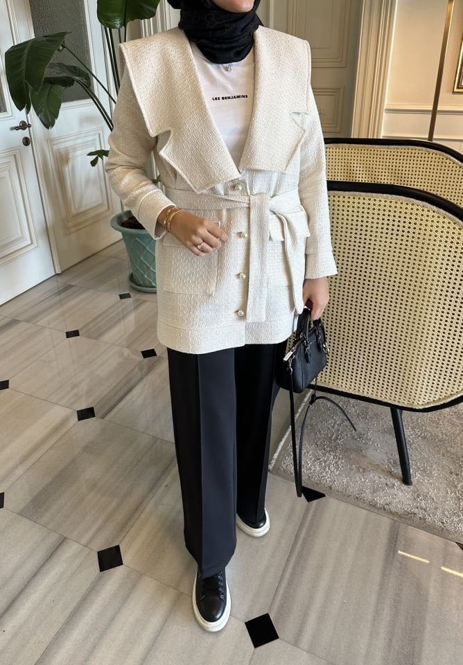 Tasarım Tüvit Ceket (Ekru)