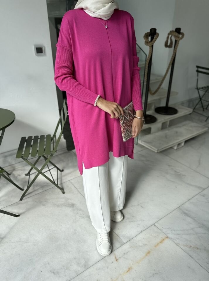 Fuşya Merserize Tunik