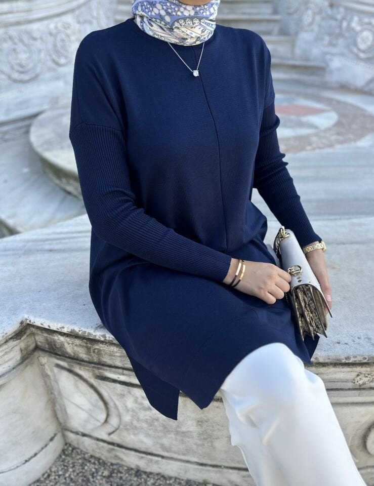 Lacivert Merserize Tunik