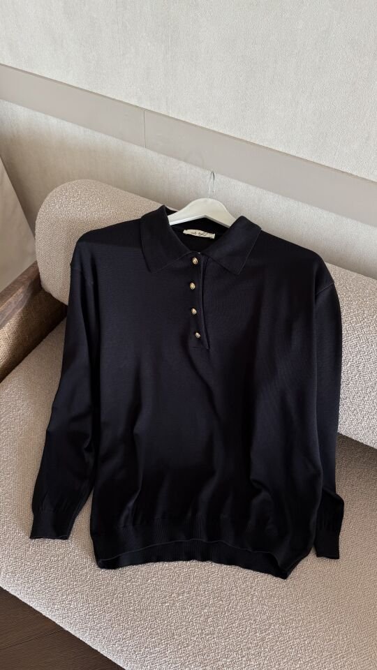 Polo Yaka Merserize Kazak (Siyah)