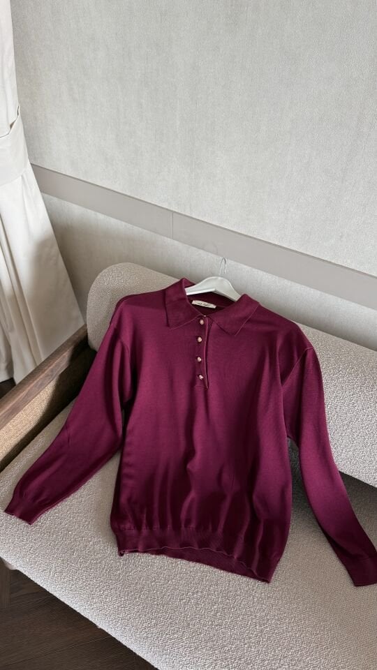 Polo Yaka Merserize Kazak (Bordo)