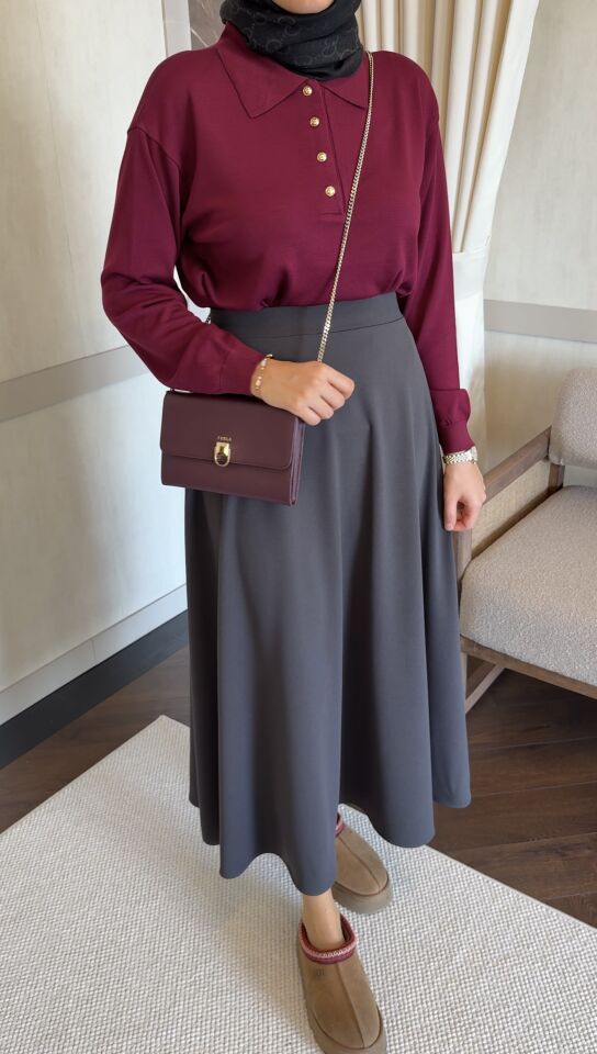 Polo Yaka Merserize Kazak (Bordo)