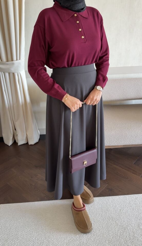 Polo Yaka Merserize Kazak (Bordo)