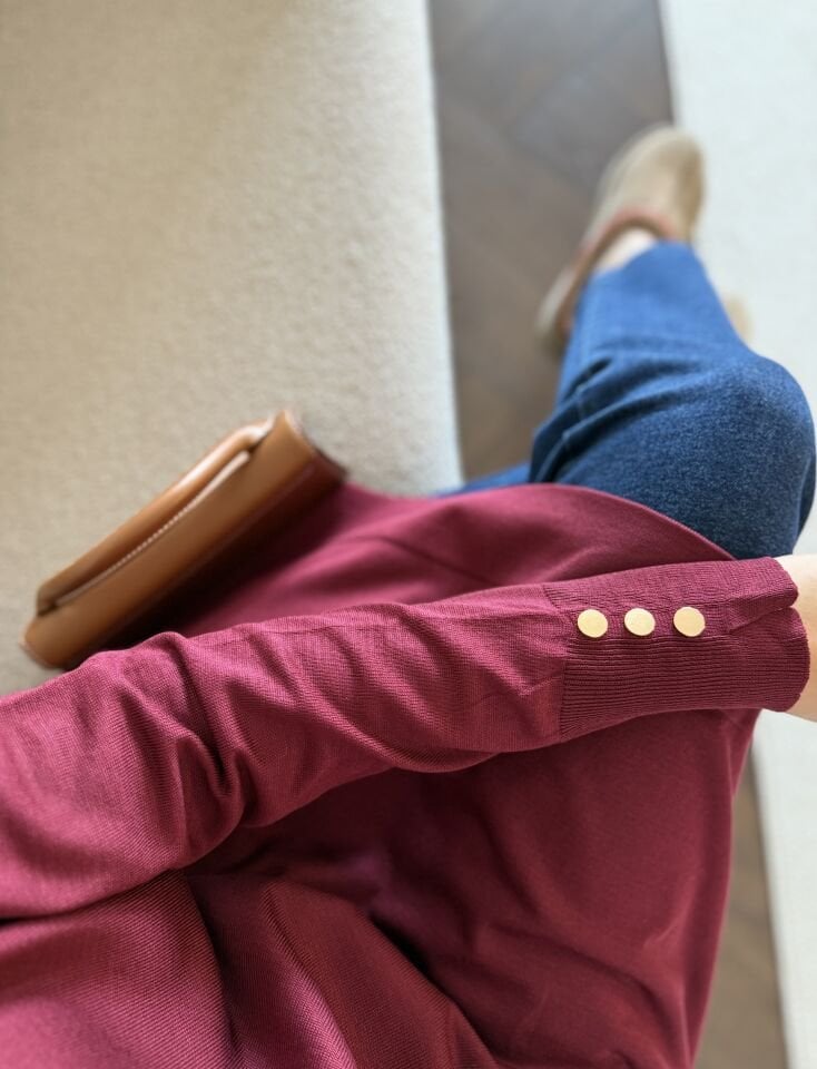 Omzu Patlı Merserize Tunik (Bordo)