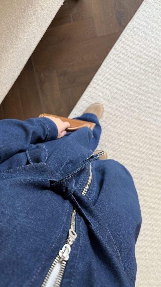 Fermuarlı Denim Takım (Koyu Mavi)