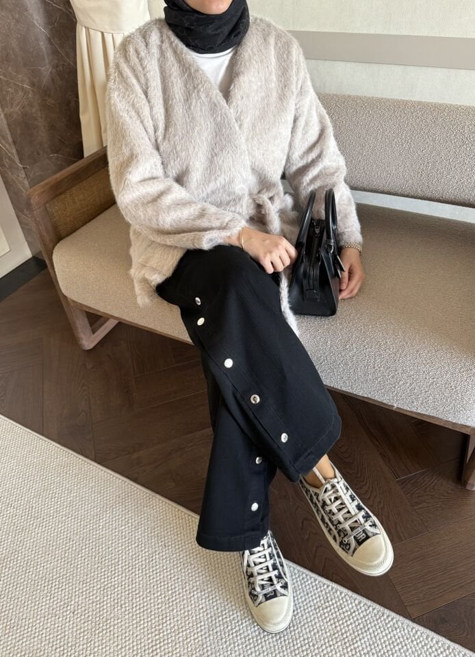 Yandan Bağlama Detaylı Ceket (Bej)