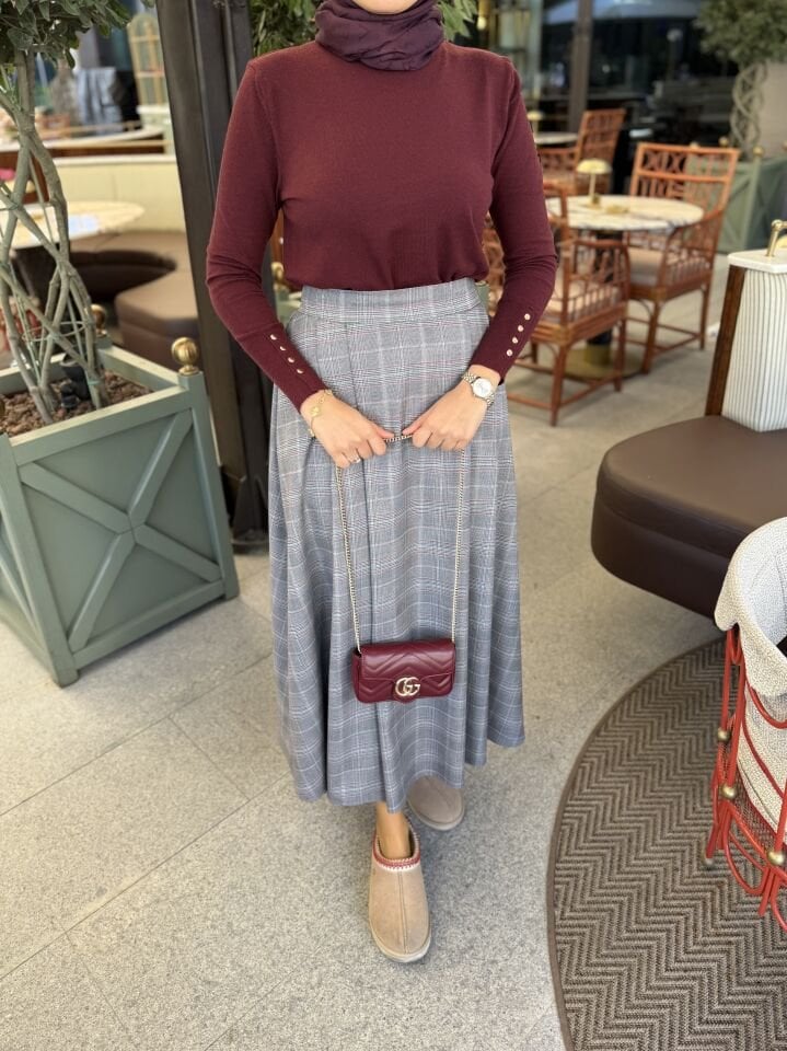 Ekose Etek (Gri Tonlar)