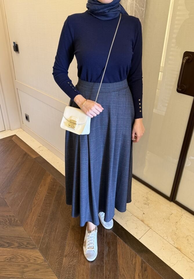 Ekose Etek (Lacivert Tonlar)