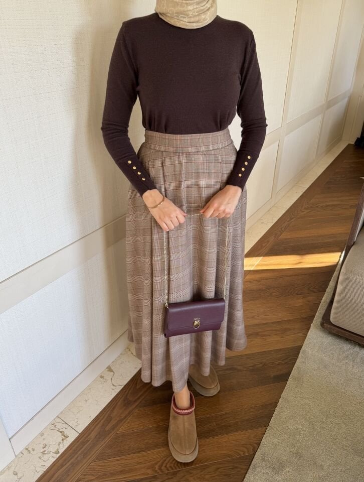 Ekose Etek (Kahve Tonlar)