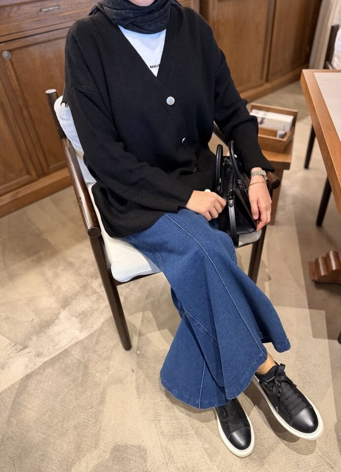 İspanyol Bol Paça Kot Pantolon (Mavi)