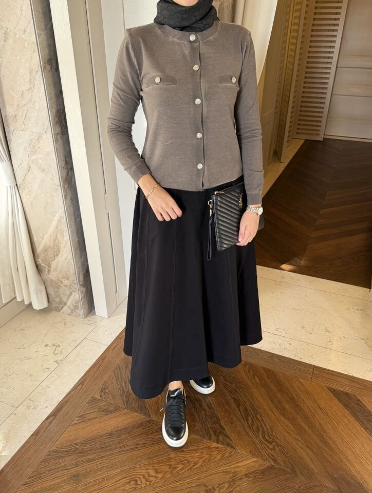 Soluk Efektli Metal Düğmeli Hırka