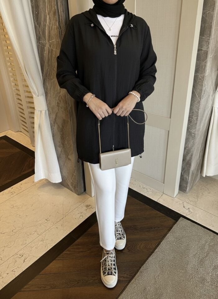 Yazlık Kapüşonlu Kap (Siyah)